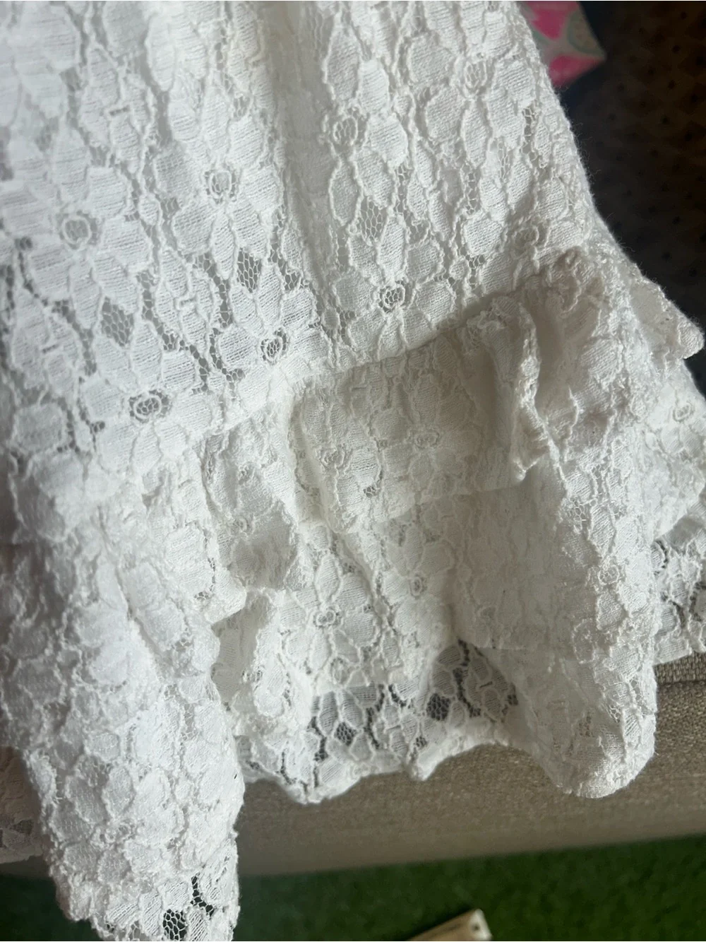 Lilly Pulitzer Franco Lace White Petal Pusher Ruffle Tie Back Strapless Dress - Picture 10 of 11
